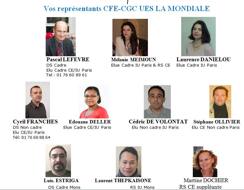 Les élus administratifs Paris et Mons section CFE CGC